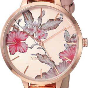 Women's Floral Dial Smooth Strap Watch